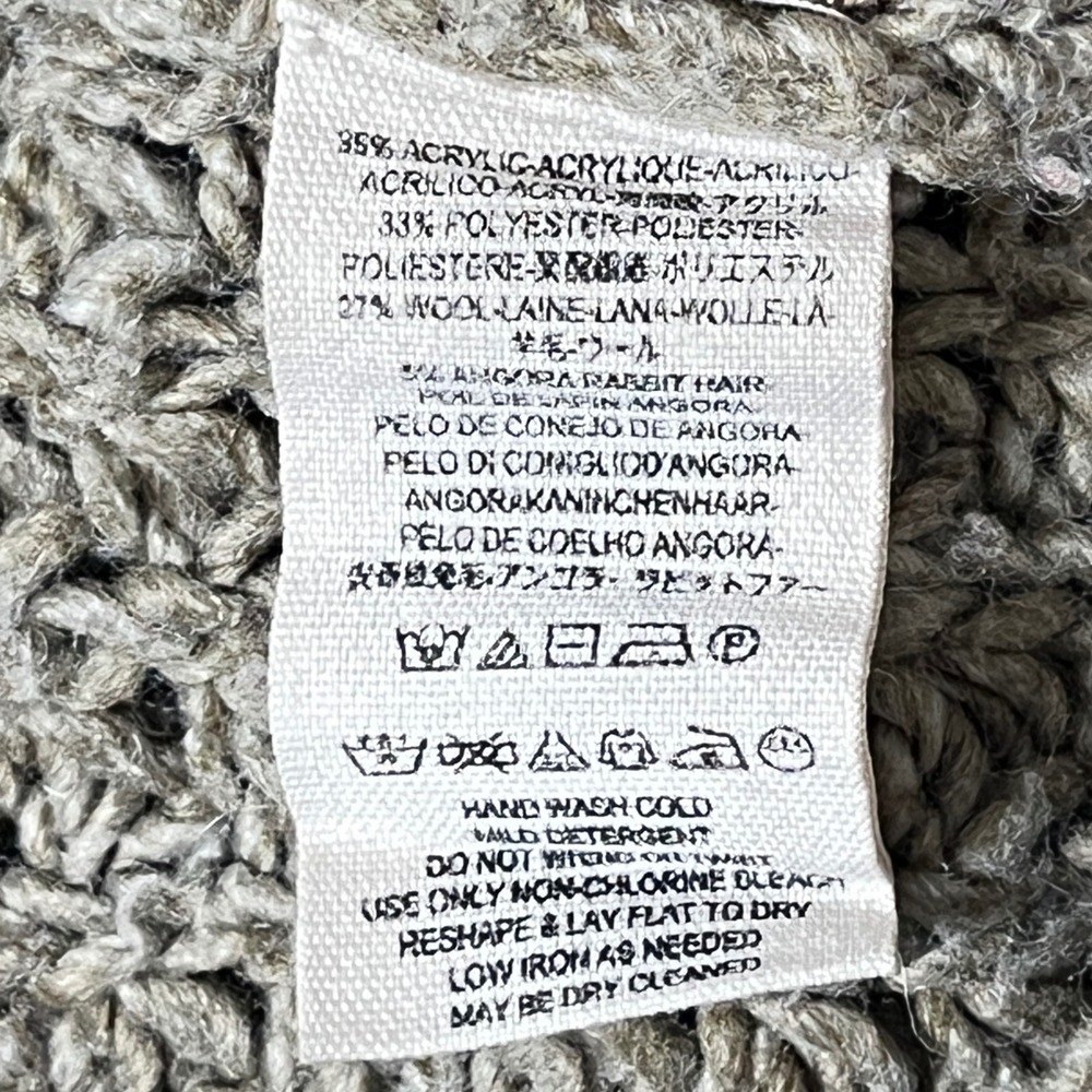Free People Chunky Knit Oversized Cardigan Taupe Wool Angora Batwing Sweater L - Picture 9 of 10